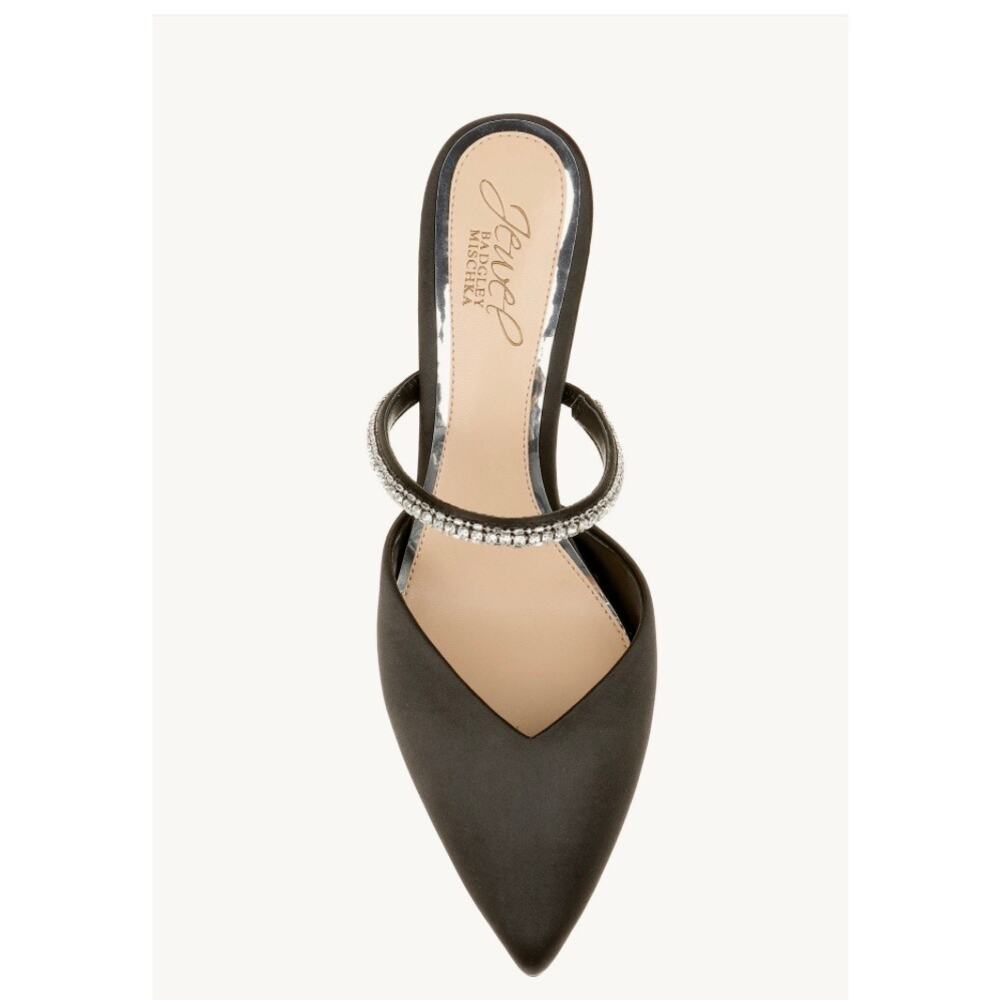 New Badgley Mischka Jan Strappy Pointed Toe Stiletto Black Size 9